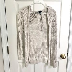 GAP XS Hooded Cream Cardigan with Holes